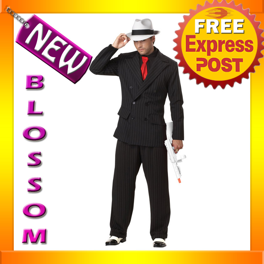 C631 Mens Mob Boss 1920s Gangster Pinstripes Halloween Fancy Dress Up